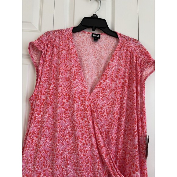 INC International Concepts Tops Women's Cap Sleeve Side Tie Print Pink Plus Size - Picture 6 of 8